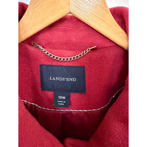Lands’ End 18W Red Wool Blend Peacoat Classic Button Front Winter Coat - Picture 3 of 3